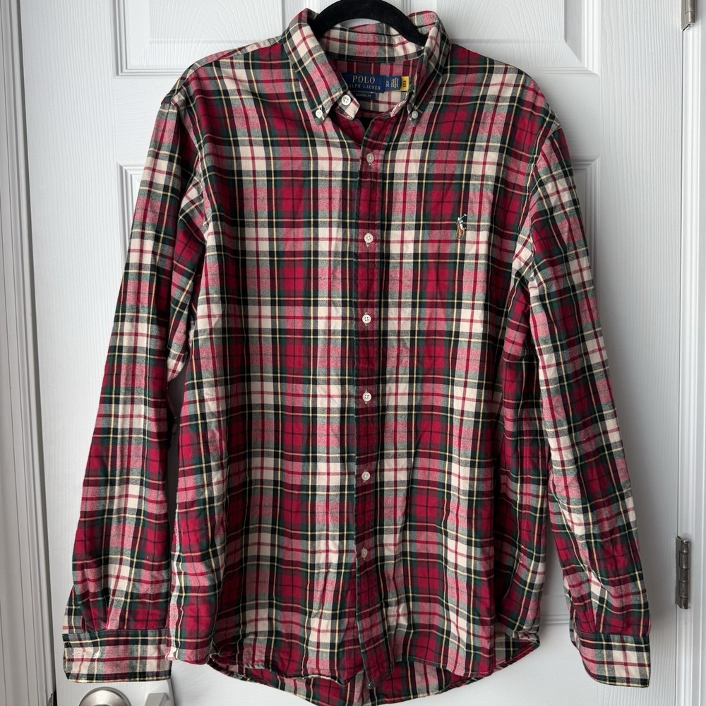 Polo Ralph Lauren Pony Men Classic Fit Flannel Tartan Plaid Oxford Holiday XL